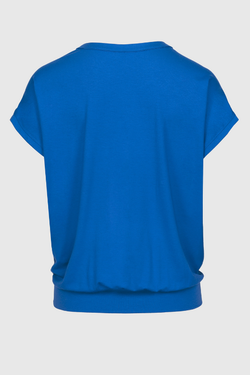 An image of the Bianca Emmy Patterned Top in the colour Blue.