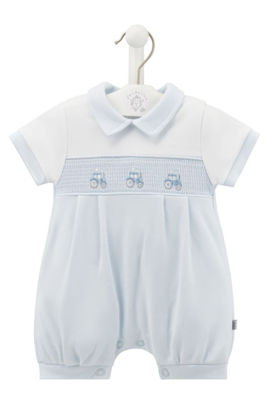 An image of the Dandelion Little Tractor Smocked Romper
