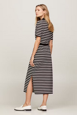 An image of the Tommy Hilfiger Breton Stripe Midi Polo Dress