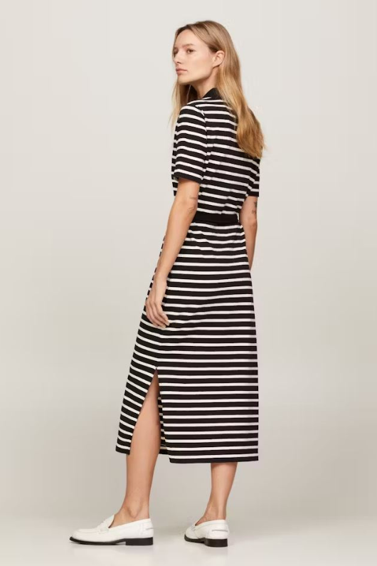 An image of the Tommy Hilfiger Breton Stripe Midi Polo Dress