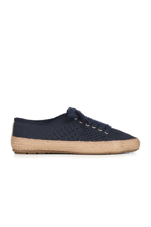 An image of the Emu Australia Agonis Crochet Espadrille in the colour Midnight.