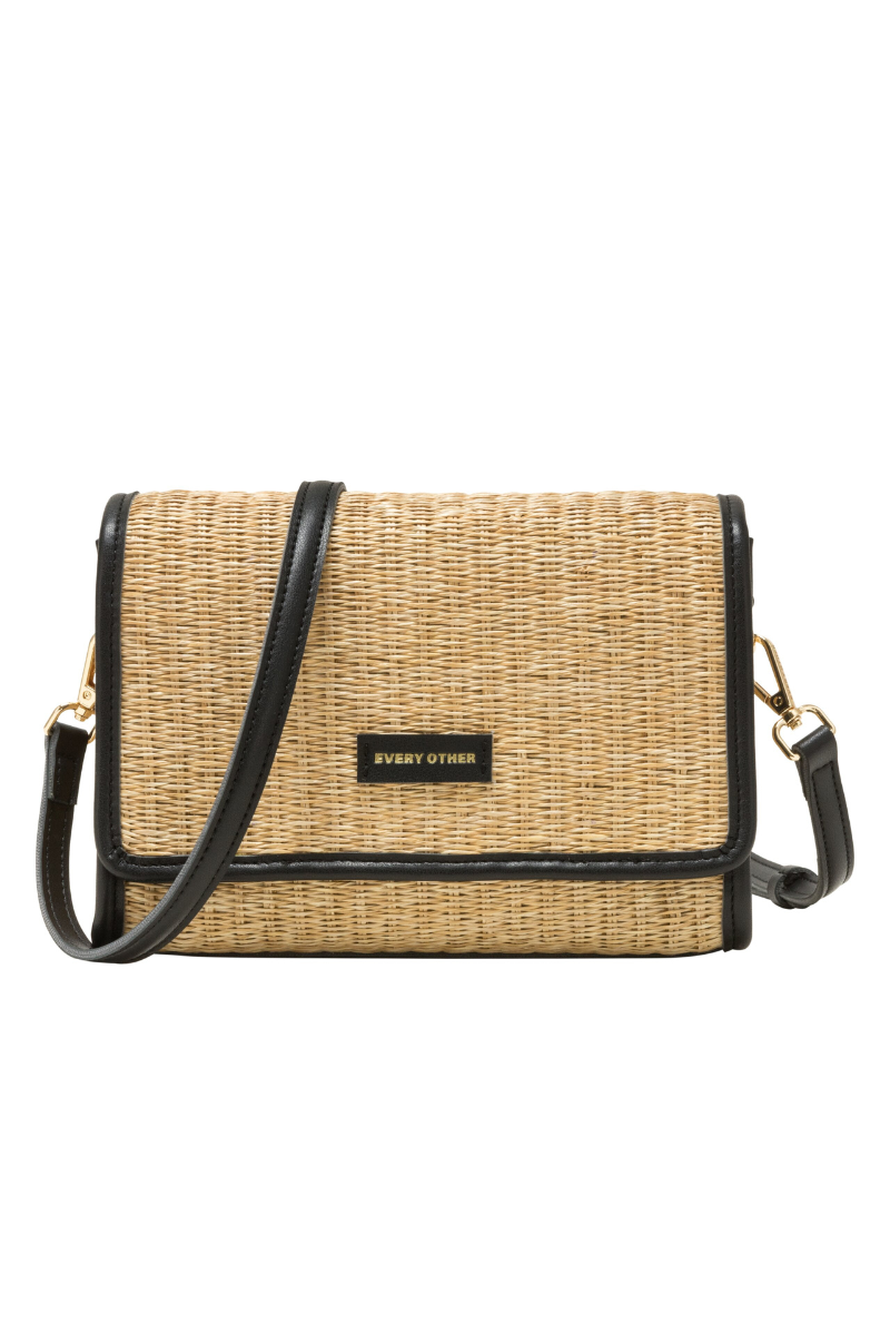 An image of the Every Other Straw Flap Over Cross Body Bag