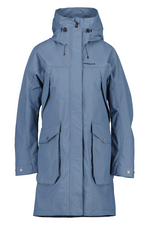 Didriksons Thelma Parka 10. A fully waterproof and windproof jacket with a feminine drawstring waist, pockets, a two-way adjustable hood, and front zip fastening