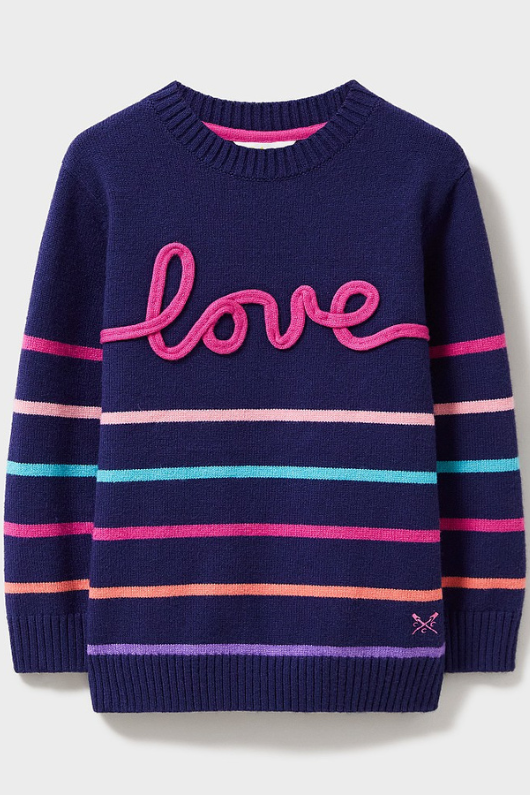 An image of the Crew Clothing Love Stripe Jumper