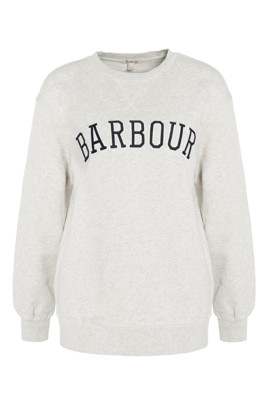 An image of the Barbour Northumberland Sweatshirt in the colour Cloud/Navy.