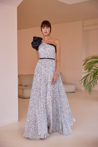 An image of the Carla Ruiz Asymmetric Long Dress