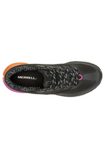 Merrell Agility Peak 5 Trainer. A pair of black/orange/pink trainers that are lightweight, with enhanced grip and traction.