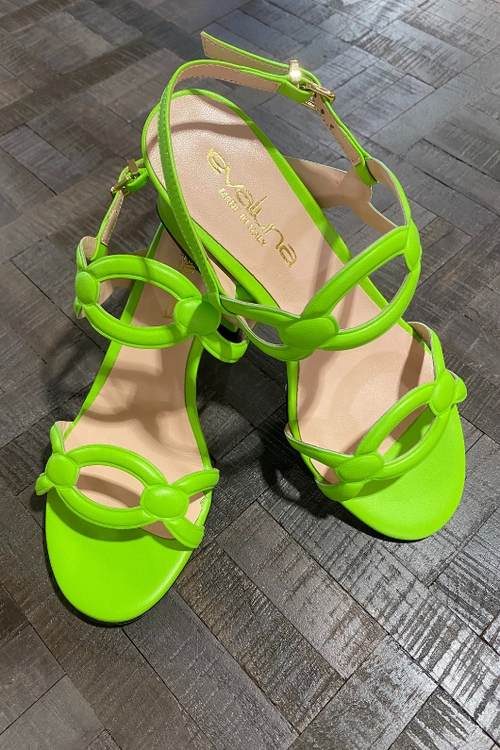 An image of the Evaluna Vania Block-Heeled Sandal in the colour green.