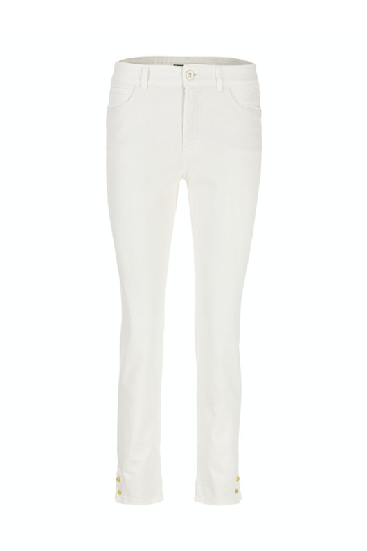 Marc Cain Silea Slim Fit Jeans. Figure-hugging jeans with pockets, button & zip fastening, and an off white design