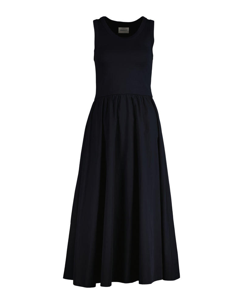 An image of the Gant Midi Jersey Woven Combo Dress