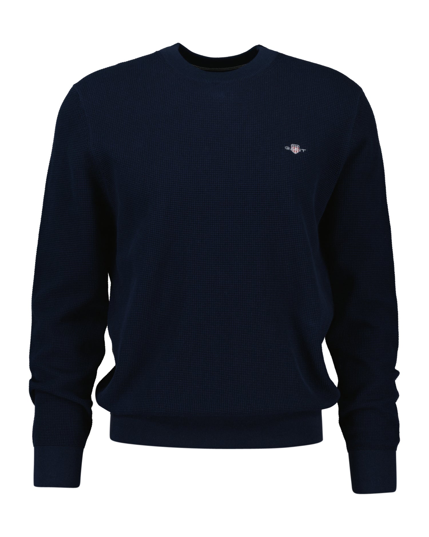 An image of the Gant Micro Textured Cotton Crew Neck Jumper