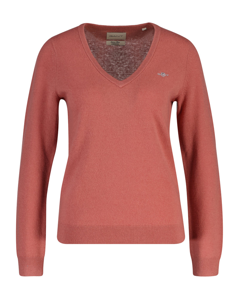 An image of the Gant Extrafine Lambswool Blend V-Neck