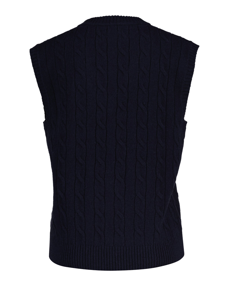 An image of the Gant Lambswool Cable V-Neck Vest