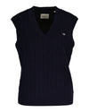 An image of the Gant Lambswool Cable V-Neck Vest