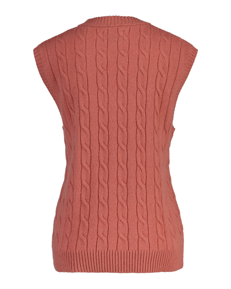 An image of the Gant Lambswool Cable V-Neck Vest