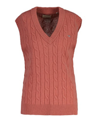 An image of the Gant Lambswool Cable V-Neck Vest