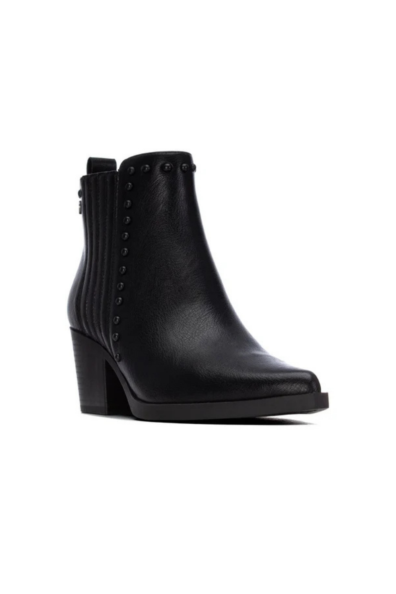 Pu Leather Mid Heel Ankle Boots