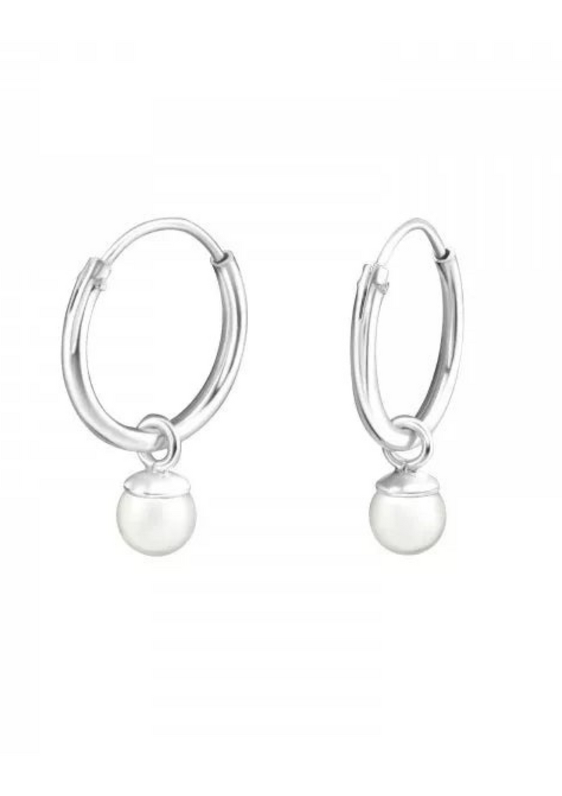 An image of the Hollie Tree White Pearl Mini Hoop Earrings