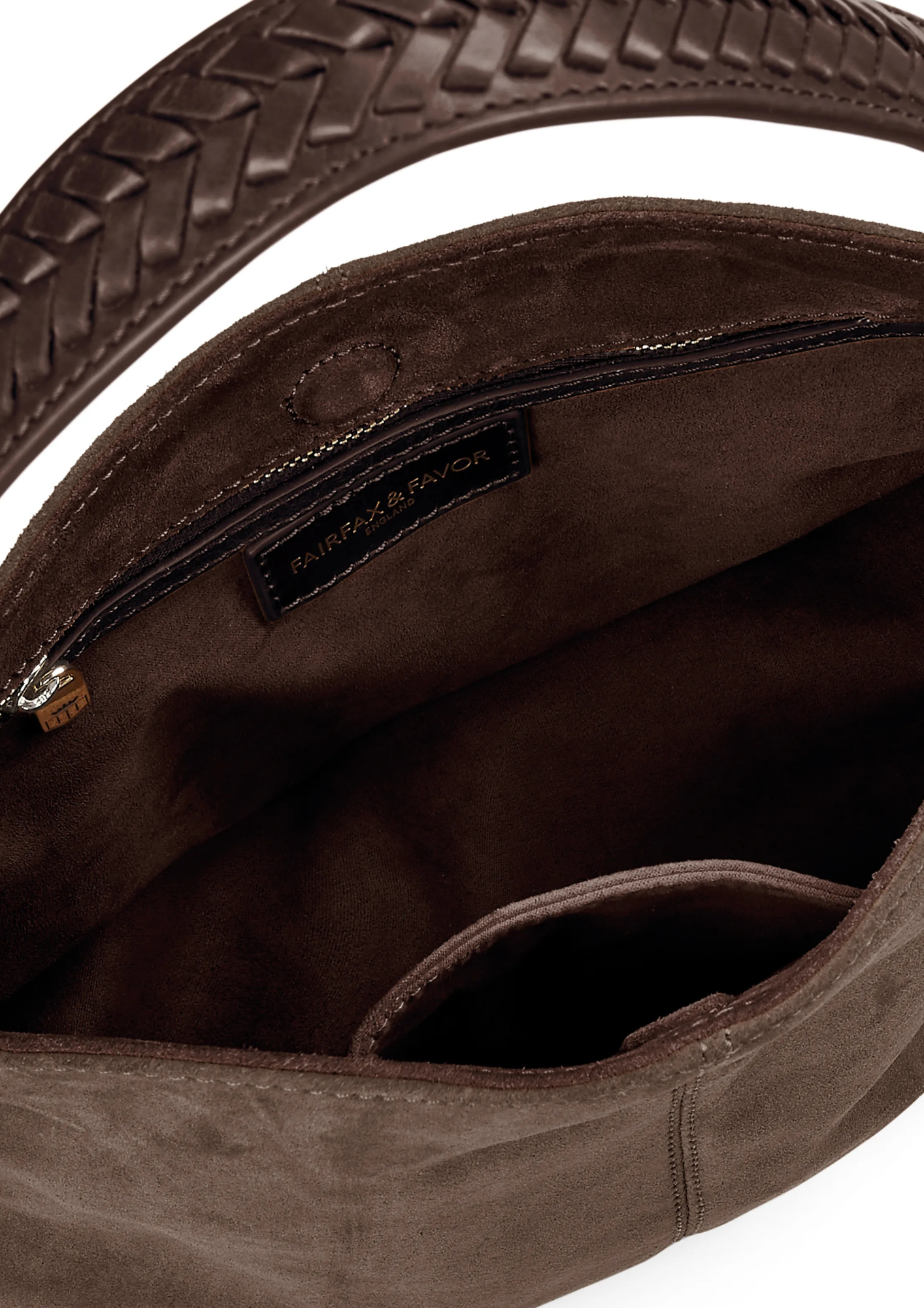 An image of the Fairfax & Favor Fairfax & Favor Mini Tetbury Handbag Fog Suede