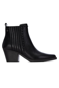 Pu Leather Mid Heel Ankle Boots