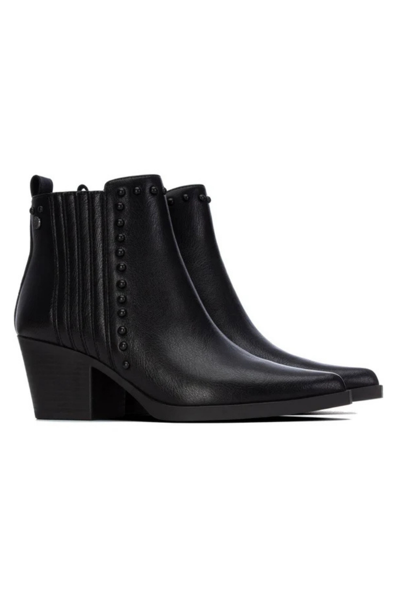 Pu Leather Mid Heel Ankle Boots