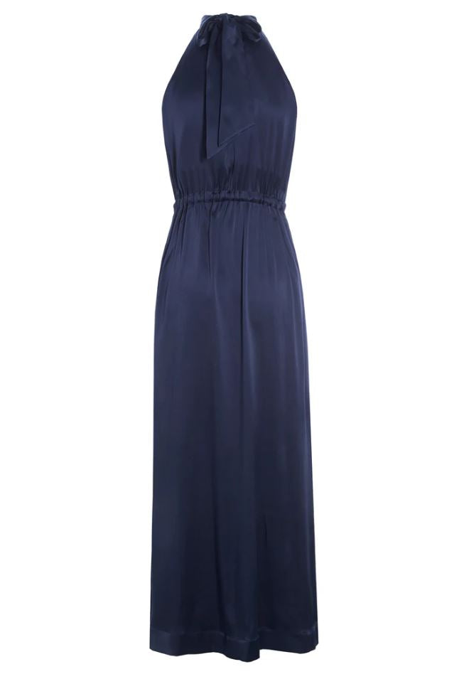 Dea Kudibal Nataliah Maxi Dress. A sleeveless dress with halter neck and full-length skirt, in the colour navy.