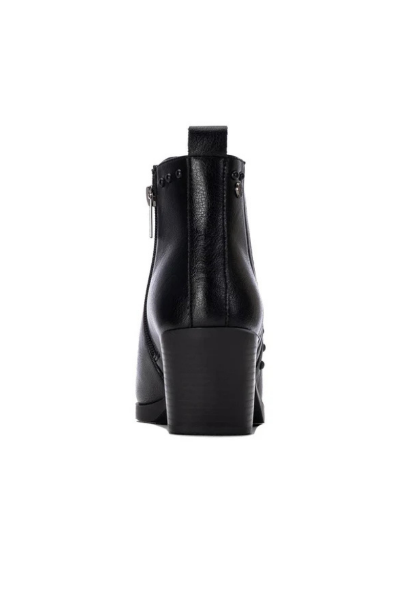 Pu Leather Mid Heel Ankle Boots