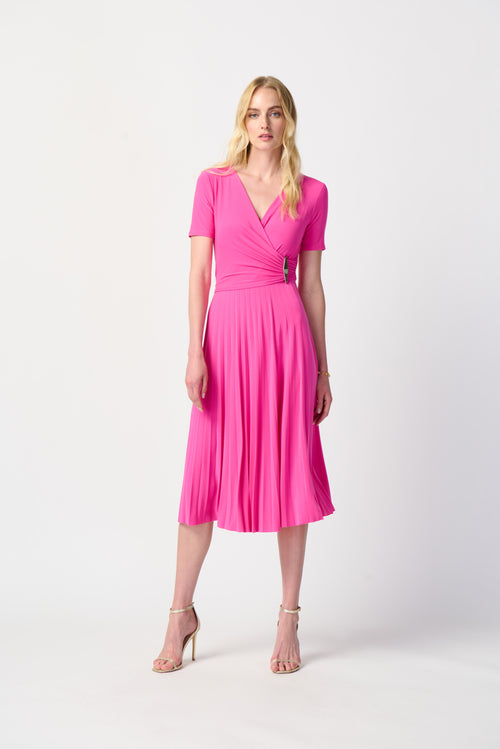 An image of the Joseph Ribkoff Short Sleeve Dress with Pleated Detail