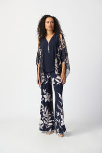 An image of the Joseph Ribkoff Wide Leg Floral Trousers