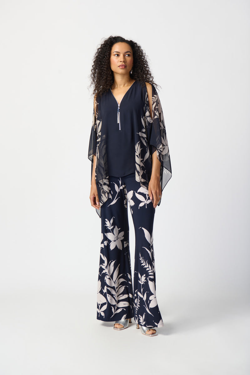 An image of the Joseph Ribkoff Wide Leg Floral Trousers