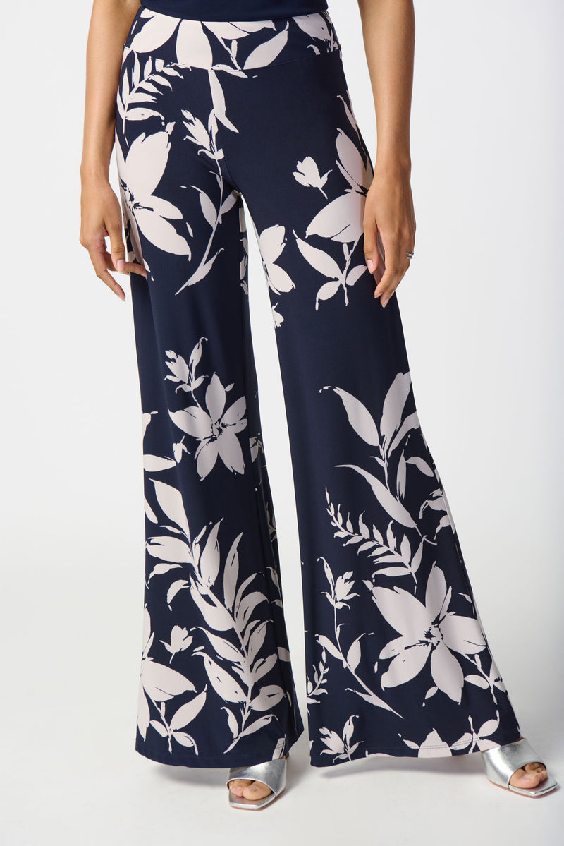 An image of the Joseph Ribkoff Wide Leg Floral Trousers