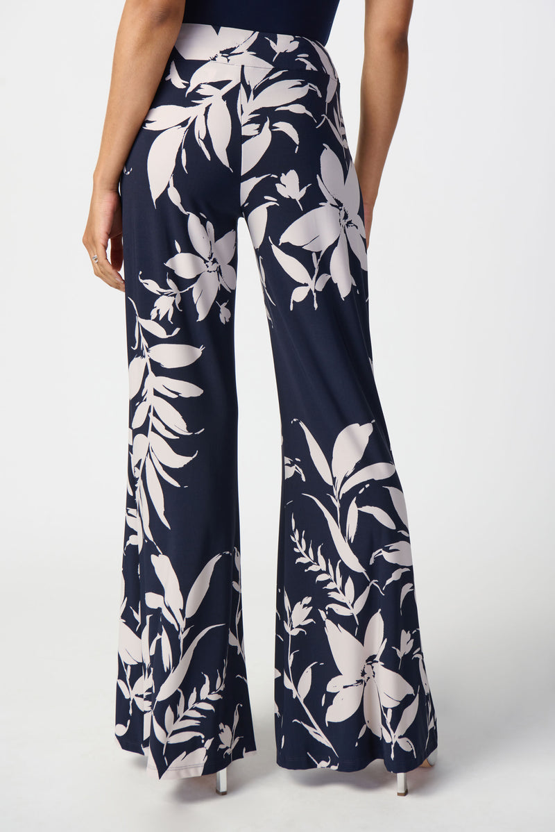 An image of the Joseph Ribkoff Wide Leg Floral Trousers