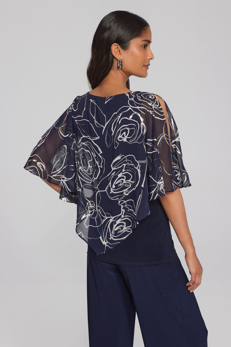 An image of the Joseph Ribkoff Short Sleeve Floral Top
