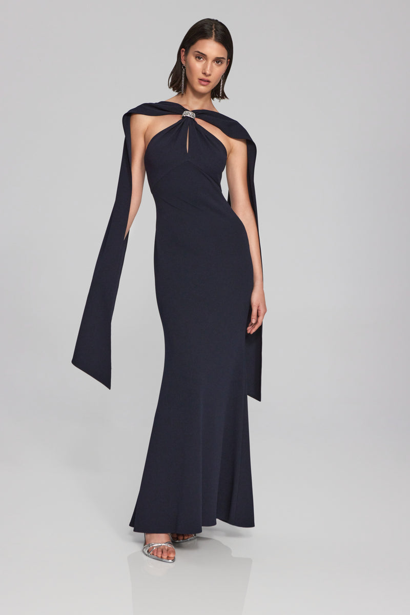 An image of the Joseph Ribkoff Long Halter Neck Dress
