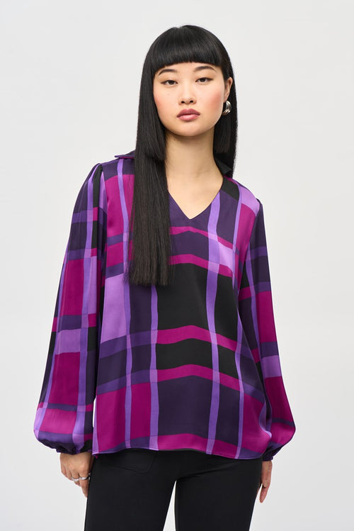 An image of the Joseph Ribkoff Plaid Top