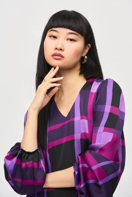 An image of the Joseph Ribkoff Plaid Top