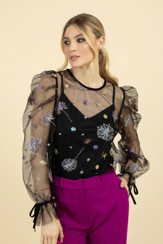 An image of the Fee G Dandelion Mesh Top