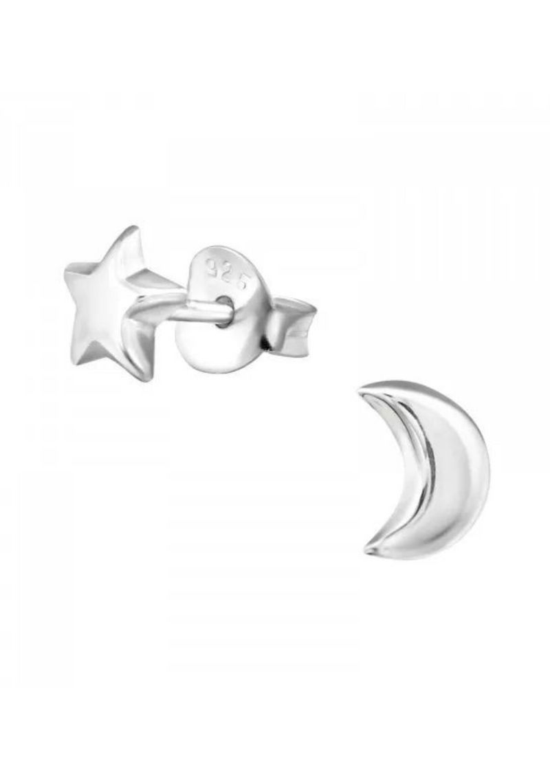 An image of the Hollie Tree Moon & Star Stud Earrings