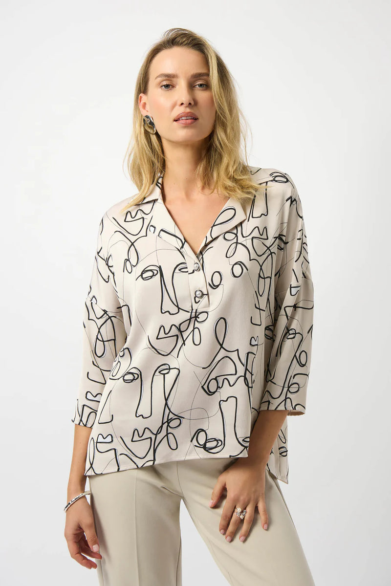 An image of the Joseph Ribkoff Abstract Top