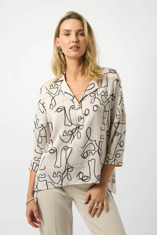 An image of the Joseph Ribkoff Abstract Top