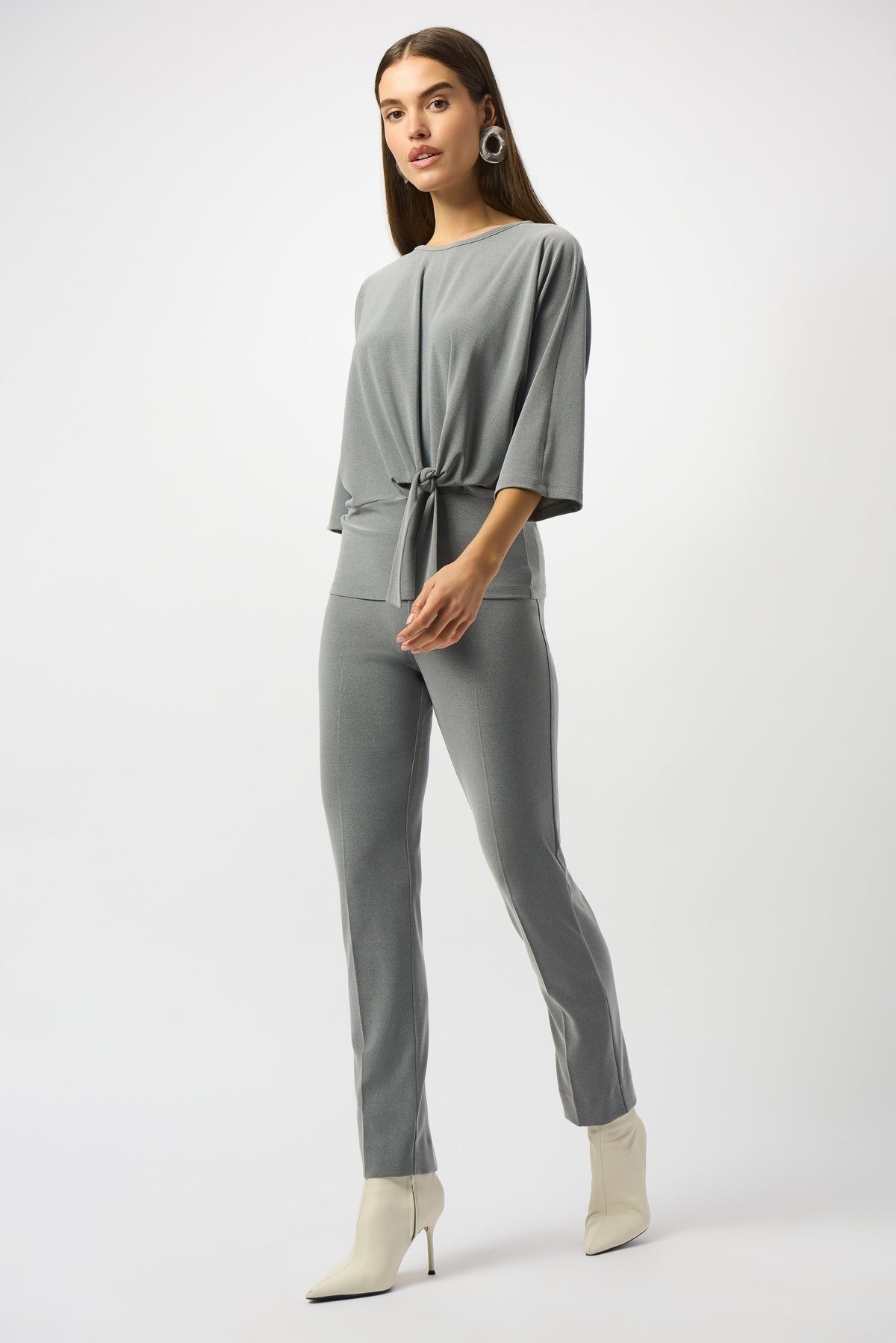 An image of the Joseph Ribkoff Grey Melange Trousers