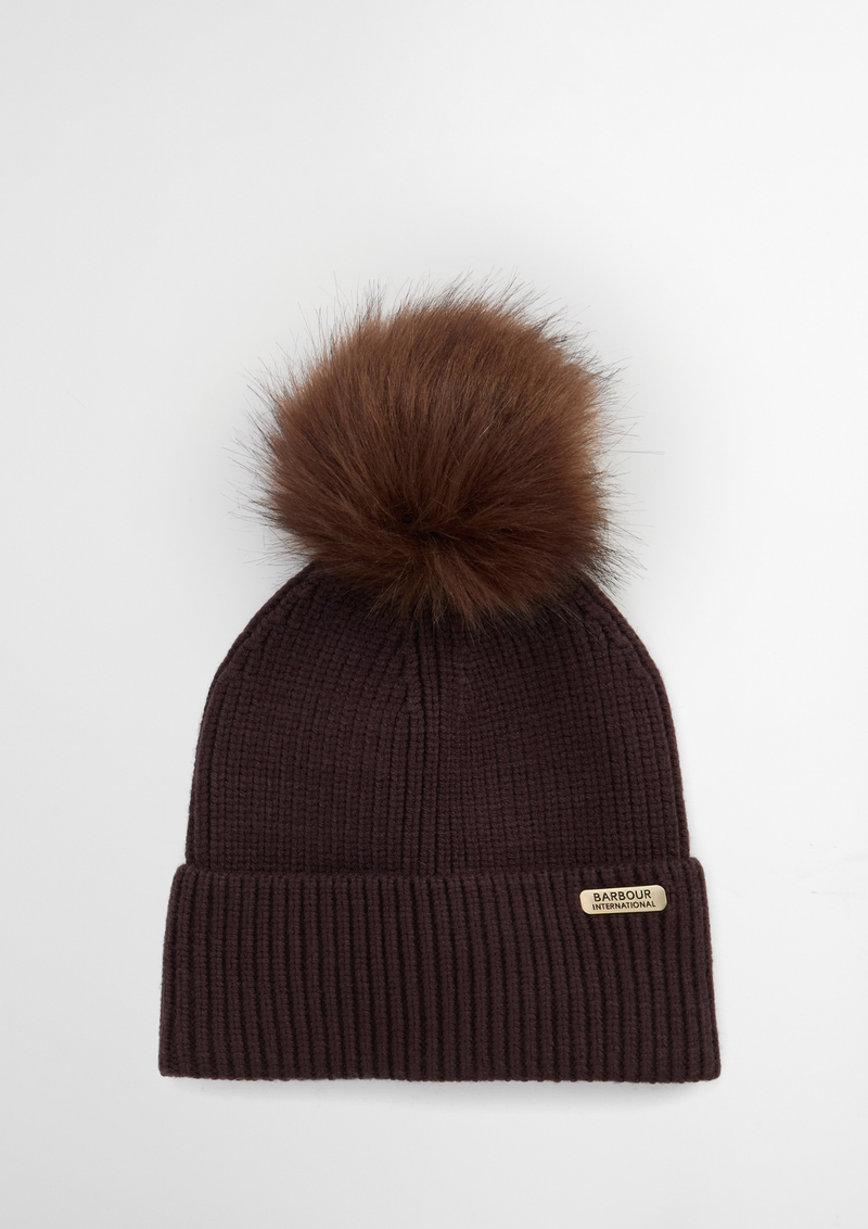 An image of the Barbour International Mallory Pom Beanie Hat