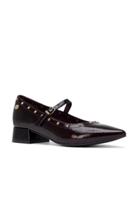 Pu Leather Heeled Court Shoe