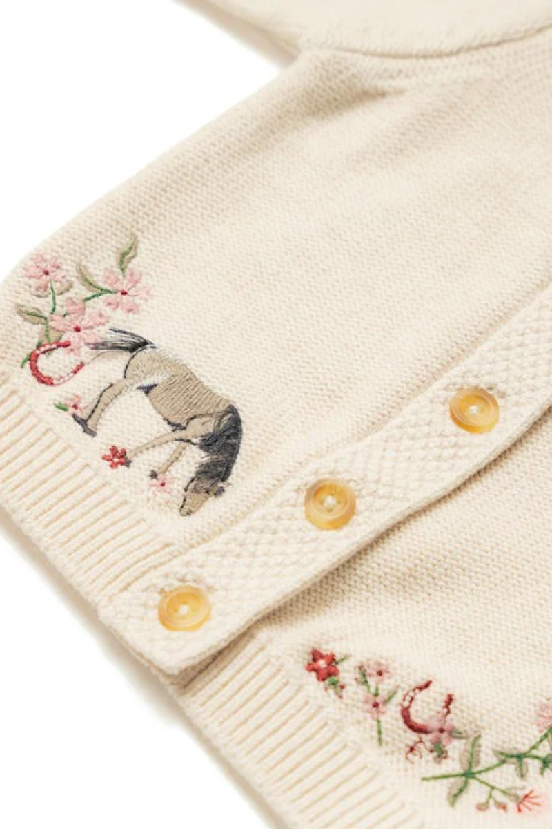 An image of the Eleanor Charles Horseshoe Floral Cardigan