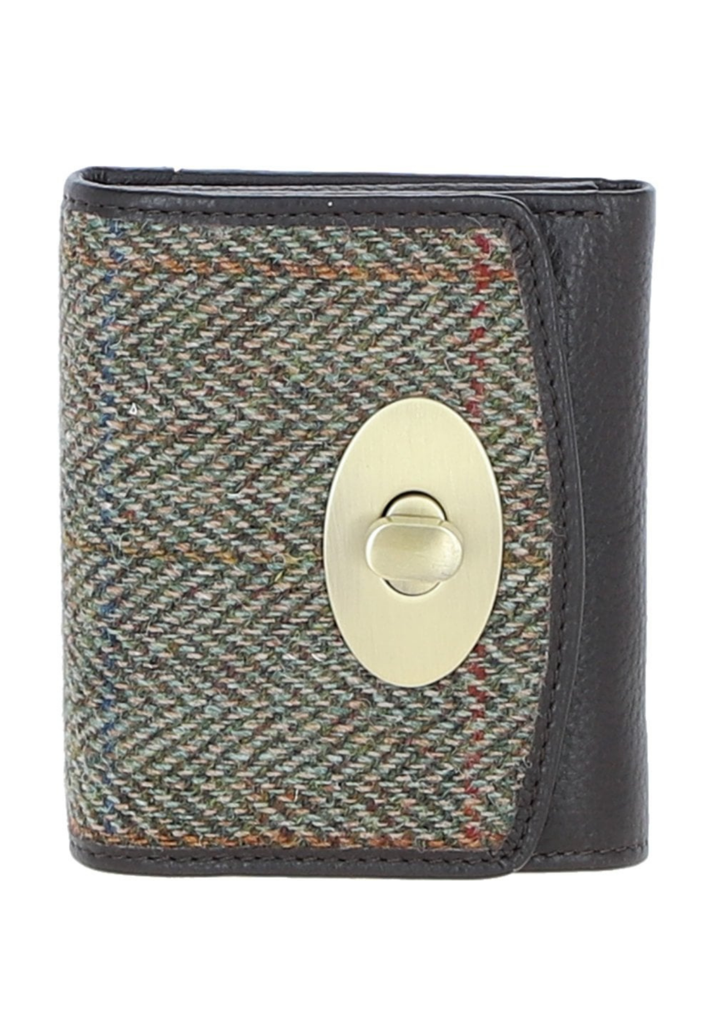 An image of the Ashwood Leather Ashwood Leather x Harris Tweed Trifold Twist-Lock Purse