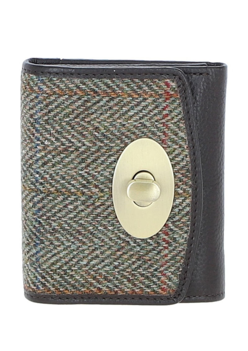 An image of the Ashwood Leather Ashwood Leather x Harris Tweed Trifold Twist-Lock Purse