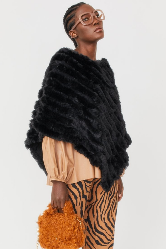 An image of the Jayley Faux Fur Poncho