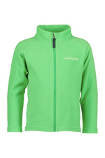 Didriksons Monte Jacket. A boys mid-layer jacket in green with zip fastening, chin guard, and a thermal fleece finish