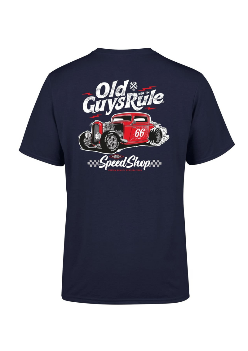 An image of the Old Guys Rule Speed Shop T-Shirt