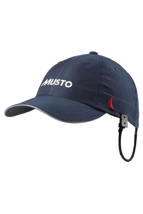 Musto Crew Cap in Navy. A fast-drying cap with rear adjustment, retainer clip, and Musto logo embroidery on the front.